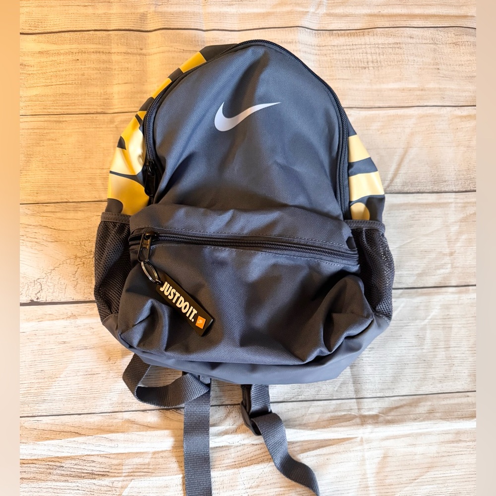 Nike Mini Backpack Gray Yellow Just Do It Small Travel Bag Unisex